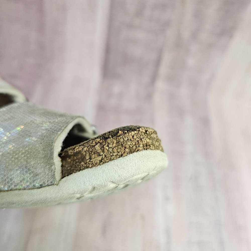 Birkenstock Girls Size 33 Holographic Sparkle Arizona Slip On Sandals Shoes - Picture 10 of 13